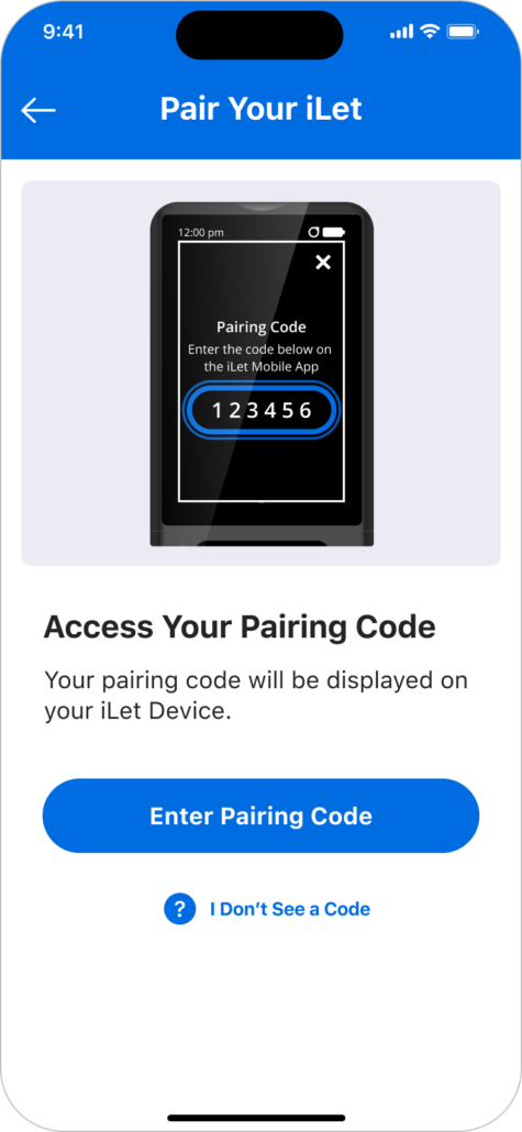 iLet Pairing Code for App