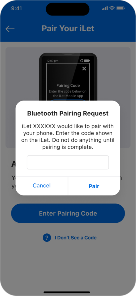 iLet App Pairing Request